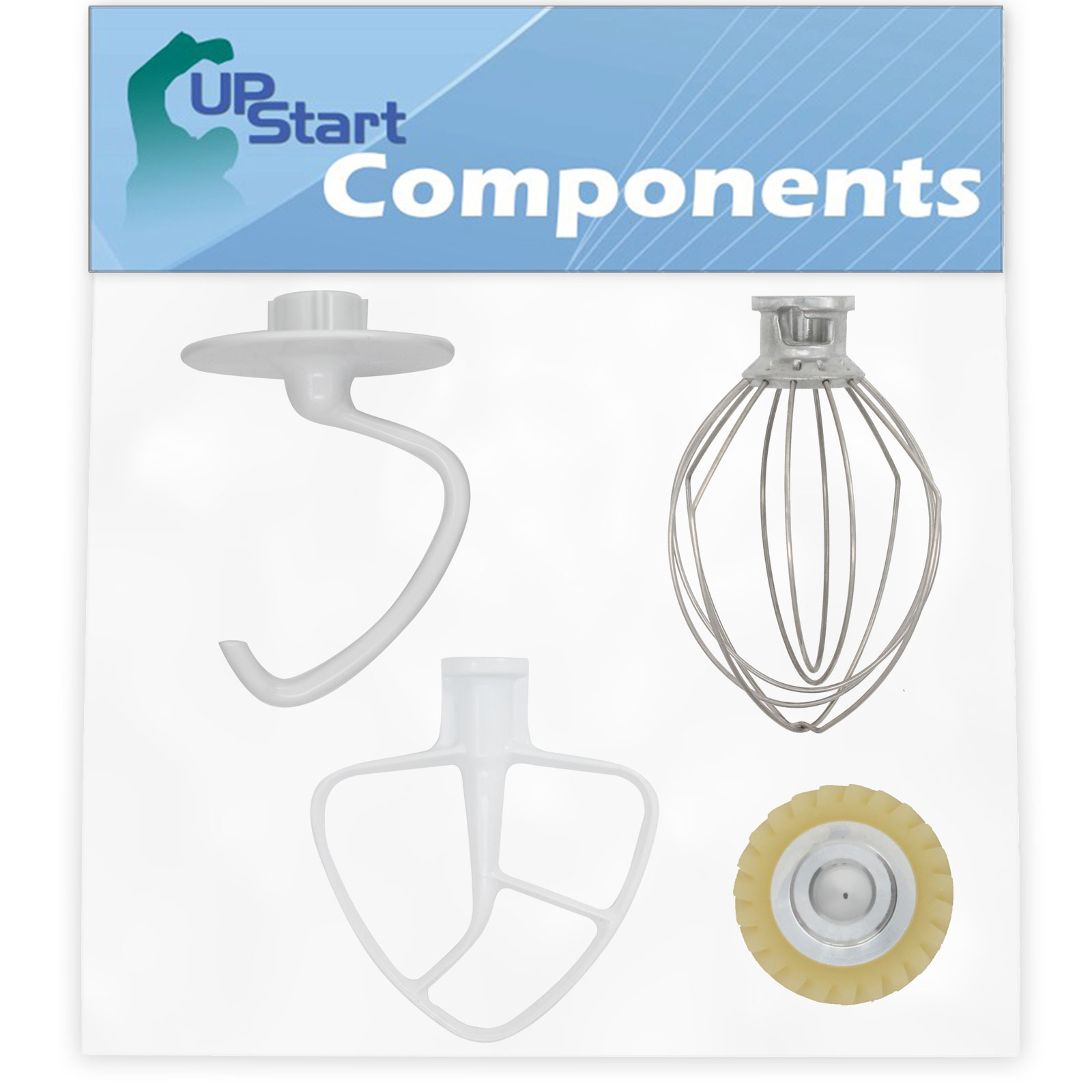K45DH Dough Hook & K45B Flat Beater & K45WW Wire Whip & W10112253 Mixer Worm Gear Replacement for Whirlpool 9KSM150PSMC0 Mixer - Compatible with WPW10674618 W10672617 WP9704329 & W10112253